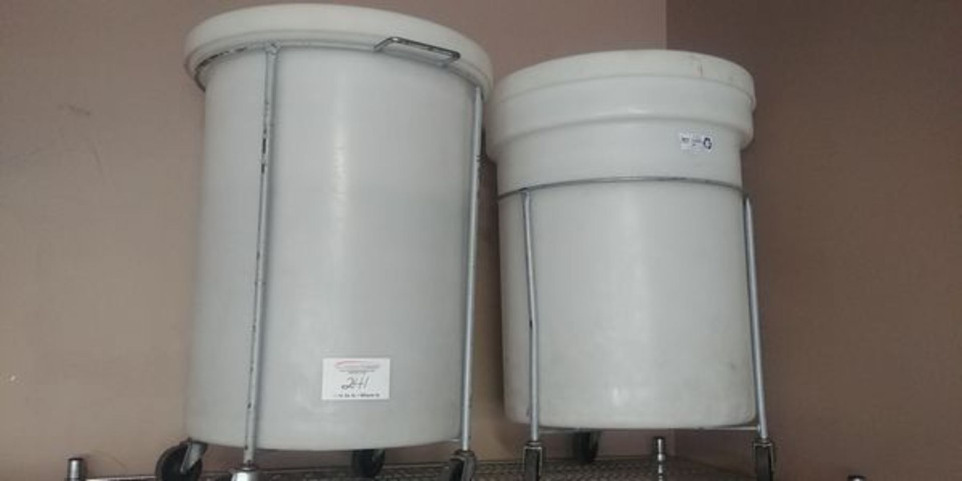 2 Round Ingredient Bins on Casters - Price each times 2