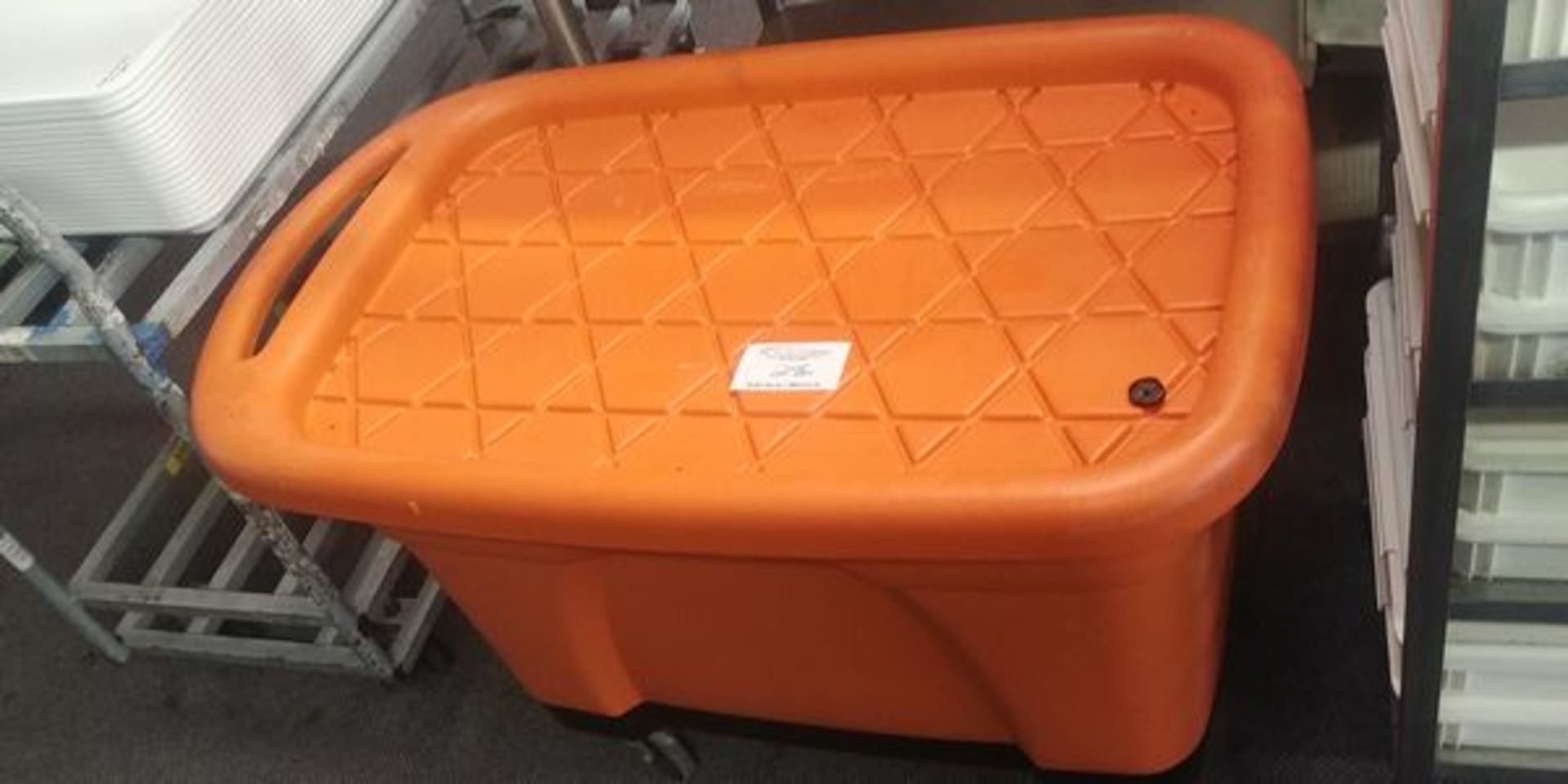 Large Orange Wash Tub on Casters