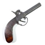 A small percussion cap muff pistol, the octagonal barrel leading to integral lock stamped 'PM',
