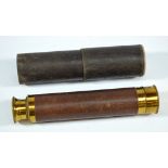 An unnamed 1" brass three-draw telescope,