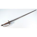 A 1796 pattern infantry spadroon, with walnut grip, brass guard and tapering blade,