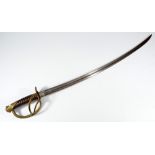 A 19th century American sabre, with ribbed grip,