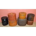 A group of eight early to mid-20th century hat tins of varied size, the tallest 32cm (8).