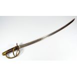 A 19th century American sabre, with simple brass pommel, leather grip,