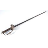 A late 17th century short sword, with moulded leather grip,
