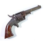 An unusual six shot rimfire revolver, the top of barrel stamped 'Bacon MZ G. Co. Norwich.