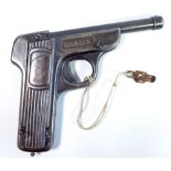 A pre-war German Diana model 1 air pistol with engraved detail of Diana holding aloft a rifle,