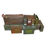 A group of ten ammunition boxes and crates (10).