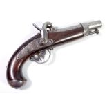 A small French percussion cap pistol, the lock inscribed 'Mre Nle De Tulle',