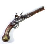 A fine flintlock pistol with cannon barrel, the lock engraved 'Goodrich',