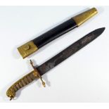 A late 19th century naval dirk, with lion head pommel,