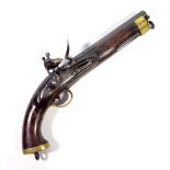 A flintlock pistol, the lock bearing the East India Trading Company rampant lion cipher,