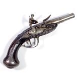 An unusual small flintlock pocket pistol, the lock inscribed 'Le Jantel Lo Jeunes Caen',