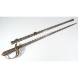 A Victorian officer's dress sword, with wirework shagreen grip,