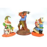 A pair of Victorian repainted cast iron doorstops, Mr and Mrs Punch, height approx 31cm,