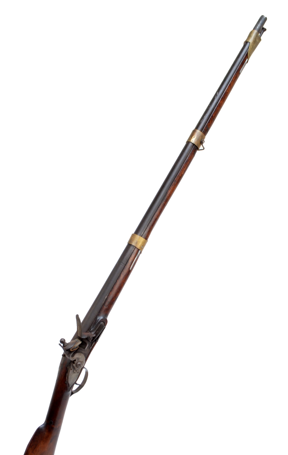 A flintlock 3-band musket, length 145cm,