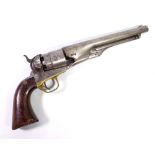 COLT; a patent percussion cap six shot revolver, the turned barrel stamped 'Address Col.