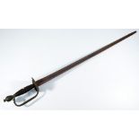 A late 18th century spadroon, with fluted wooden grip, shaped guard and tapering blade,