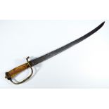 A late 18th/early 19th century European hunting hanger, with antler grip, embossed pommel,