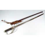 A George V Royal Artillery officer's dress sword, with wirework shagreen grip,