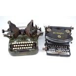 Two vintage typewriters; 'The Empire' and 'The Oliver' with green painted body (2).