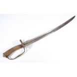 An 18th century European hunting hanger, with antler handle,