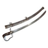 A 1796 pattern light cavalry sabre, with moulded grip, P-shaped knuckle guard, no.82, inscribed '8.