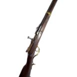 A Dreyse M/54 bolt action needle gun thread band rifle, length 124cm.