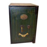 A Fred Baxter of Birmingham cast iron and painted safe, with single key, width 42cm.