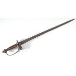 A 17th century mortuary hilt sword, with cord wrapped grip, pierced guard and tapering blade,