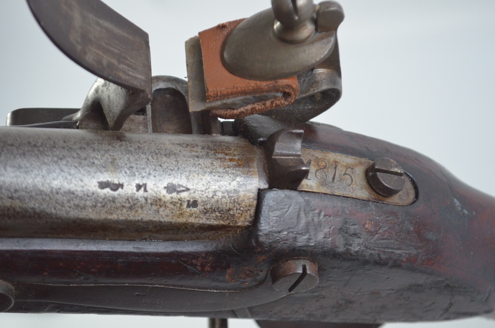 An early 19th century 3-band flintlock musket, lock plate stamped 'Barnett, London', - Image 2 of 3