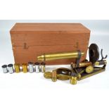 BECK OF LONDON; a brass and lacquered monocular microscope on hinged base,