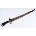 A late 18th century European hunting sword, with wrythen carved pommel,