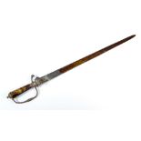 An 18th century French hunting hanger, with horn grip, lobed pommel,