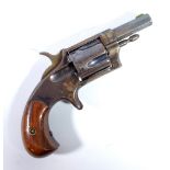 A five shot rimfire revolver, the frame stamped 'XL No3. N.Y.', with rosewood stock, length 16cm.