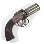 A percussion cap six shot pepperbox revolver,