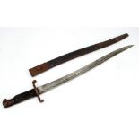 A 19th century Chassepot bayonet, the blade stamped 'Chevass', with textured grip,