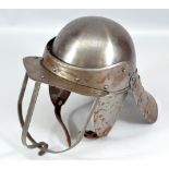 A reproduction three bar English Civil War style lobster-tailed pot helmet, height 28.5cm.