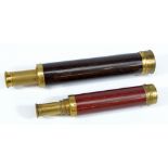 DOLLAND OF LONDON; a brass three-draw telescope with wooden barrel, length 24cm,