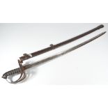 A Victorian light infantry sabre, with wirework shagreen grip,