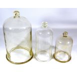 Three graduated bell jars for vacuum apparatus, height 40cm, 32.5cm and 26cm (3).