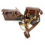 Two WWI period military issue leather cased Morse keys,