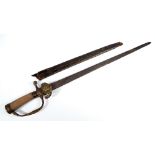 A late 18th century naval officer's short sword with shagreen grip,