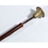 A late Victorian/Edwardian sword cane with bamboo shaft and simple nickel plated button terminal,
