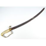 A late 18th century infantry sabre, with ribbed ivory grip,