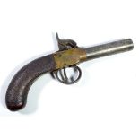 A small percussion cap pocket pistol with steel barrel,