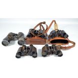 Five pairs of Air Ministry binoculars, two cased (5).