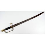 An 18th century hunting sword, with ebonised grip,