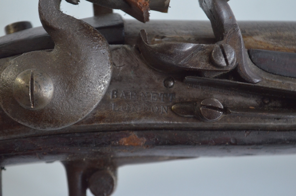 An early 19th century 3-band flintlock musket, lock plate stamped 'Barnett, London', - Image 3 of 3