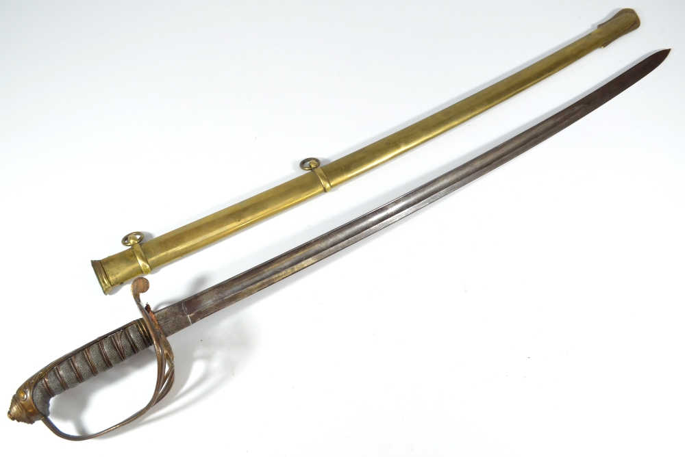 A Victorian light cavalry sabre, with wirework shagreen grip,